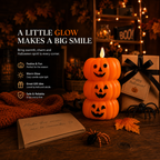 Stacked Pumpkin LED Candle – Cute Flameless Halloween Table Decoration