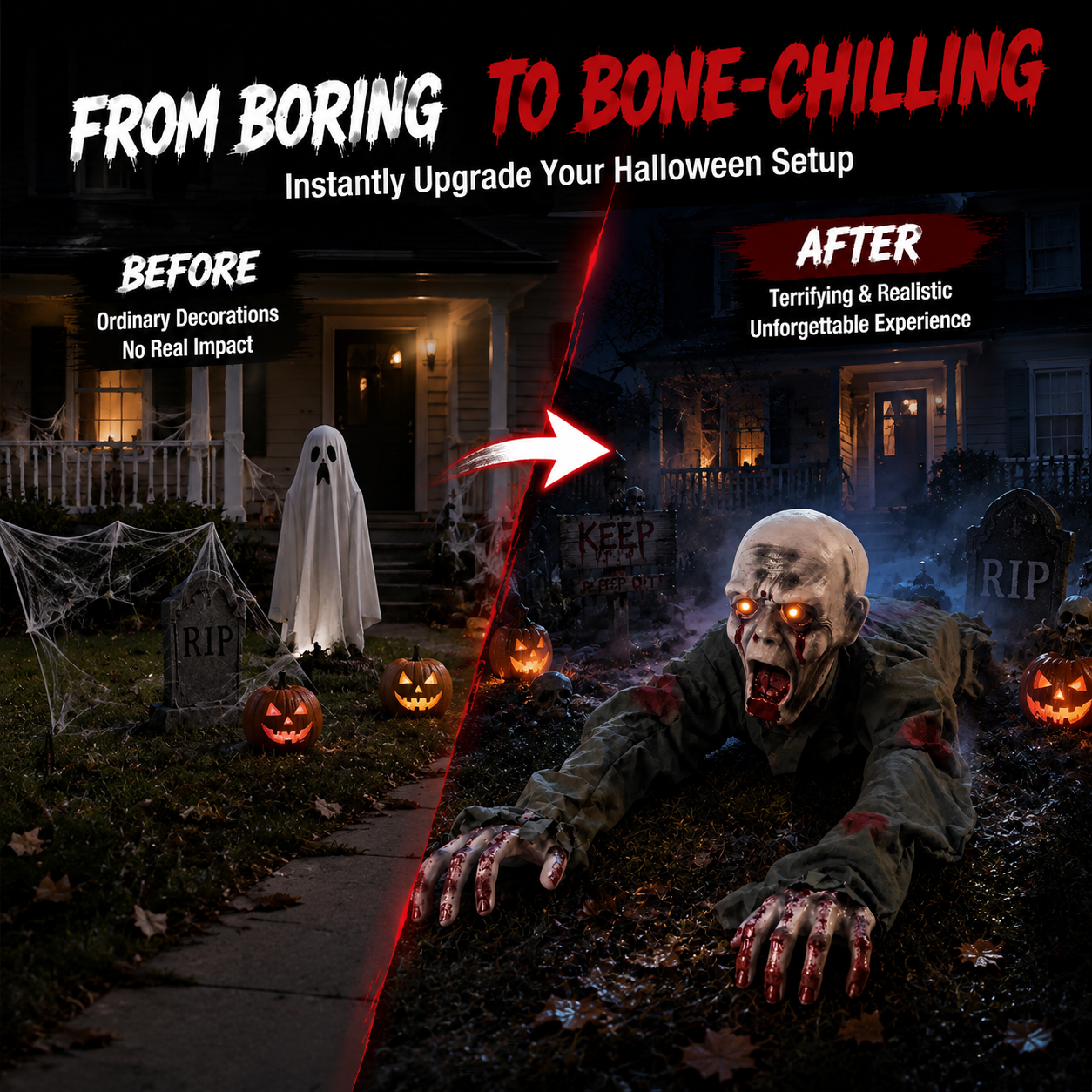 🎃 Creepy Crawling Ghost With Glowing Eyes – The Ultimate Halloween Yard Decoration