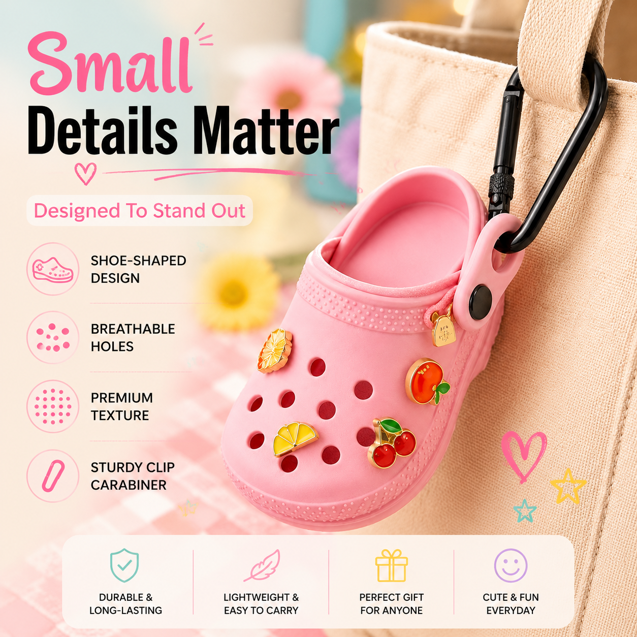 Mini Clog Pouch Bag Charm with Carabiner ✨ Cute Coin Purse