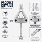 🛠️Broken Pipe Thread Extractor, Universal 1/2" 3/4" 1" Pipe Nipple Remover