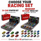 🏎️ 24/48-Car Fold-Out Racing Garage Set – Pull-Back Cars, Light-Up Parking & Portable Track !!!🎁