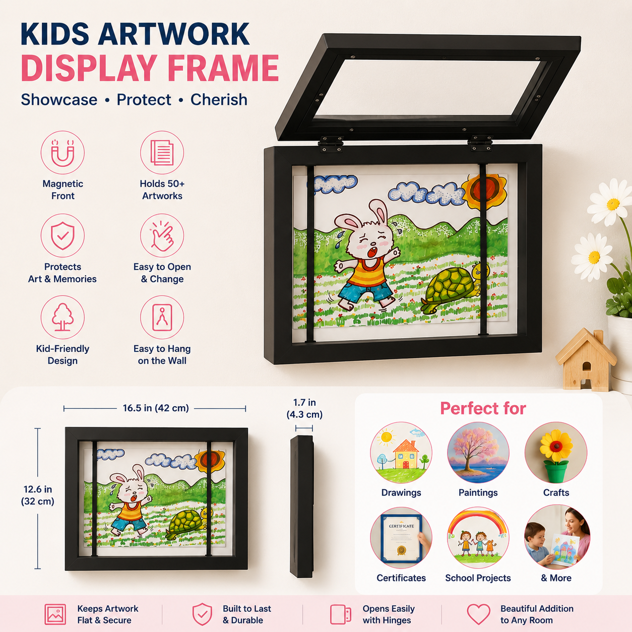 ❤️ Little Artist Memory Frame – Easy-Open Magnetic Display Frame To Showcase Kids' Artwork