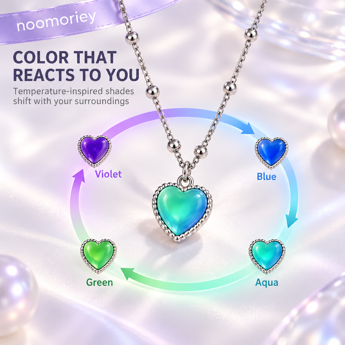 Temperature-Sensitive Color-Changing Heart Necklace for Women