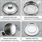 1 Count Modern Kitchen Oil Dispenser with Tray & Lid,Stainless Steel Oil Pot with Filter,Bacon Grease Container, Cooking Oil Can, Kitchenware, Utensils, Kitchen Gadgets
