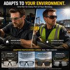 🕶️ Photochromic Safety Glasses – Indoor & Outdoor Impact Protection