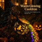 🎃 Flying Witch & Glowing Cauldron Garden Light – Magical Halloween Yard Display ✨