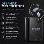Open Ear Wireless Earbuds, Foldable Bluetooth Headphones