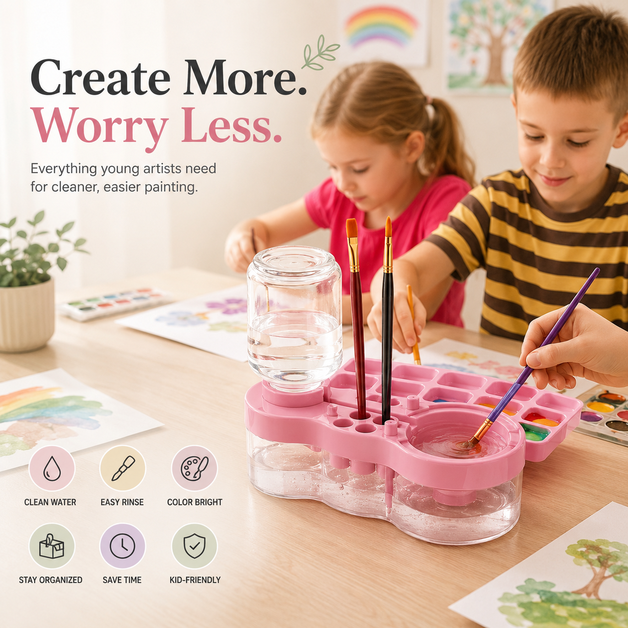 🎨 Automatic Brush Washer – Clean Water Painting Station