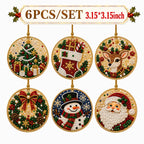 🎄✨6Pcs/12Pcs Christmas DIY Diamond Painting Ornaments Kit, Xmas Tree Hanging Pendant🎄