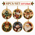🎄✨6Pcs/12Pcs Christmas DIY Diamond Painting Ornaments Kit, Xmas Tree Hanging Pendant🎄