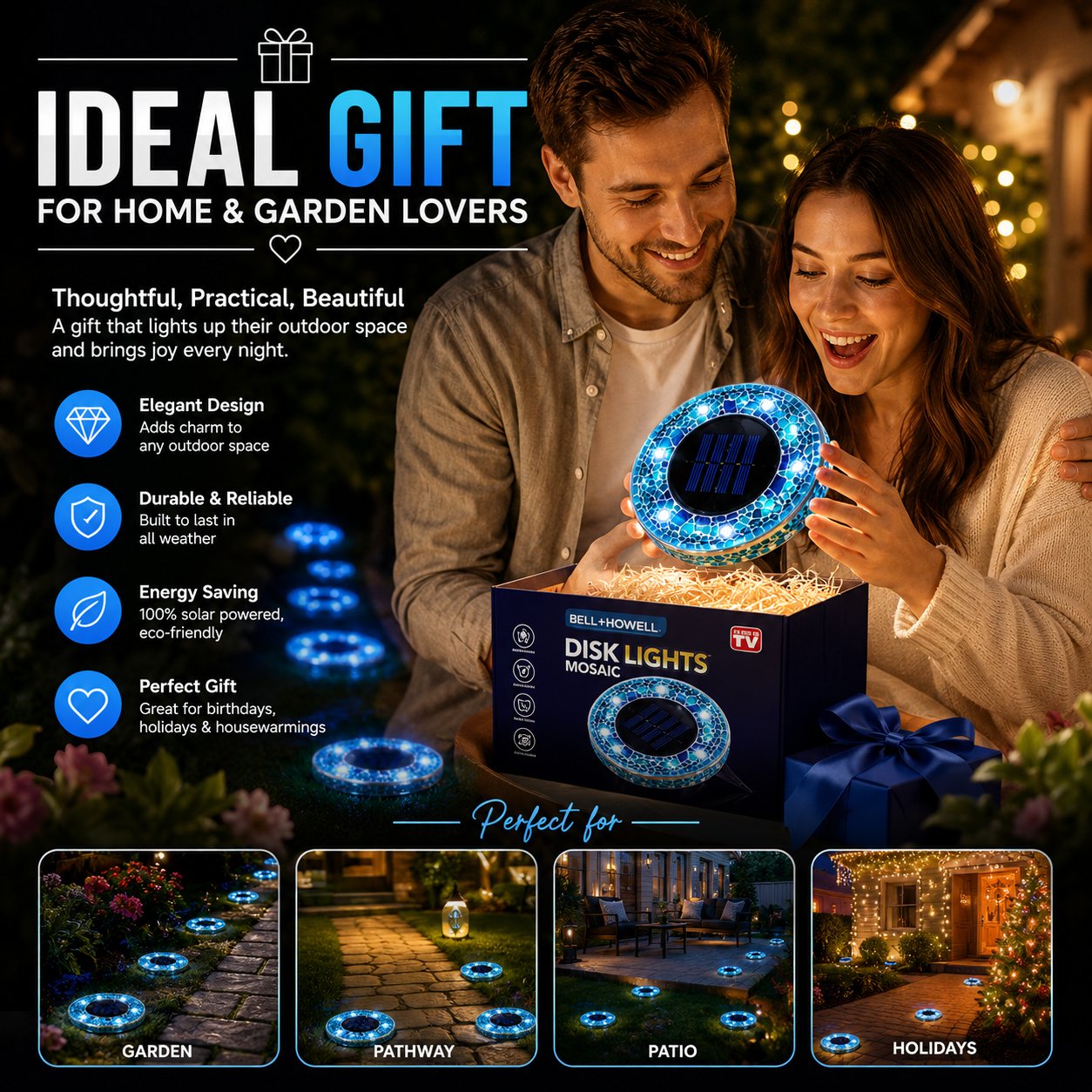 ☀️ SOLAR FAVORITE | Outdoor Mosaic Pathway Lights – Solar Powered LED Garden Decor with Automatic Night Glow