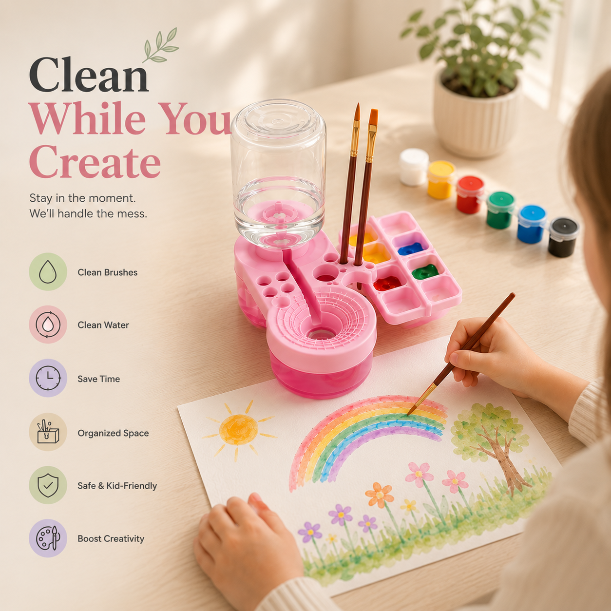🎨 Automatic Brush Washer – Clean Water Painting Station